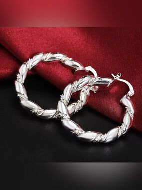 .925 High Quality Sterling Silver Twisted Hoop Earrings